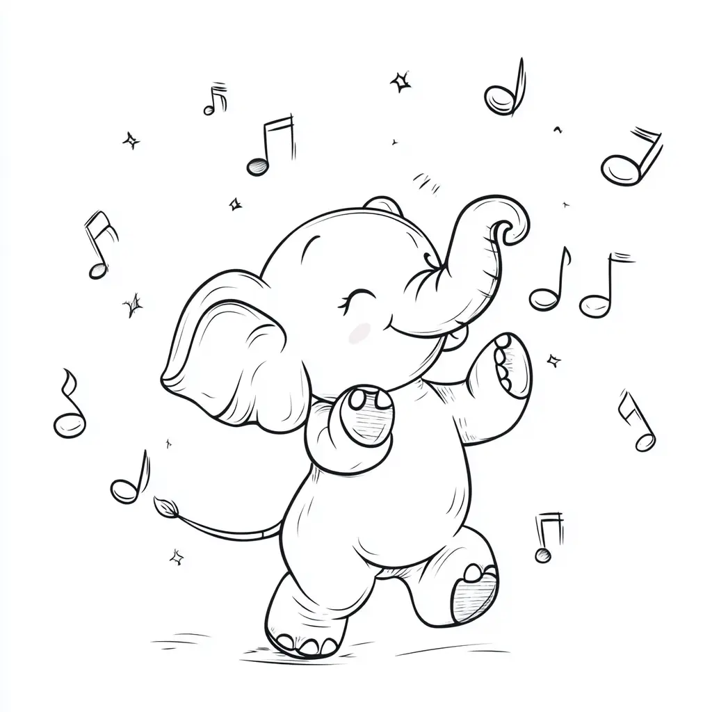 "El Elefante Bailarín" Dibujos de elefantes para colorear ❤️ | Minenito