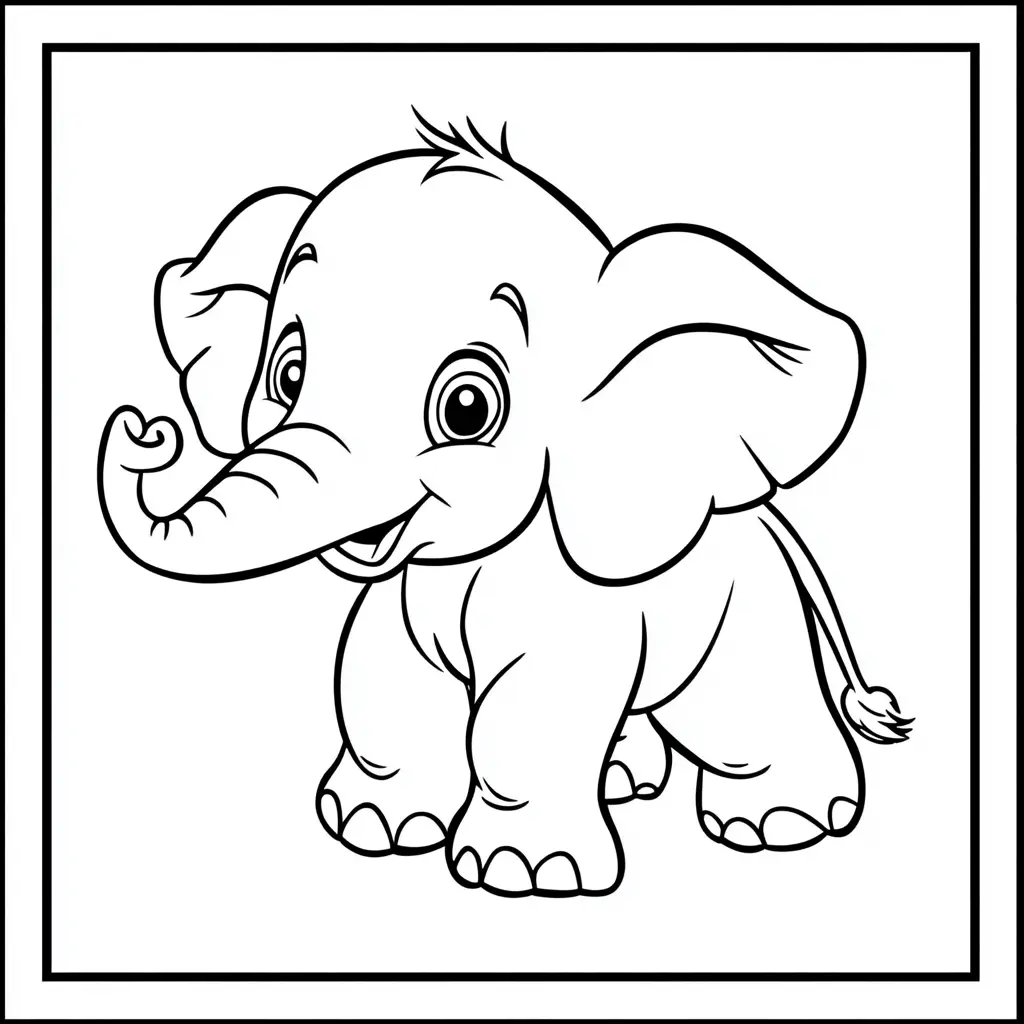"Mi Elefante Bebé Sonriente" Dibujos de elefantes para colorear ❤️ | Minenito