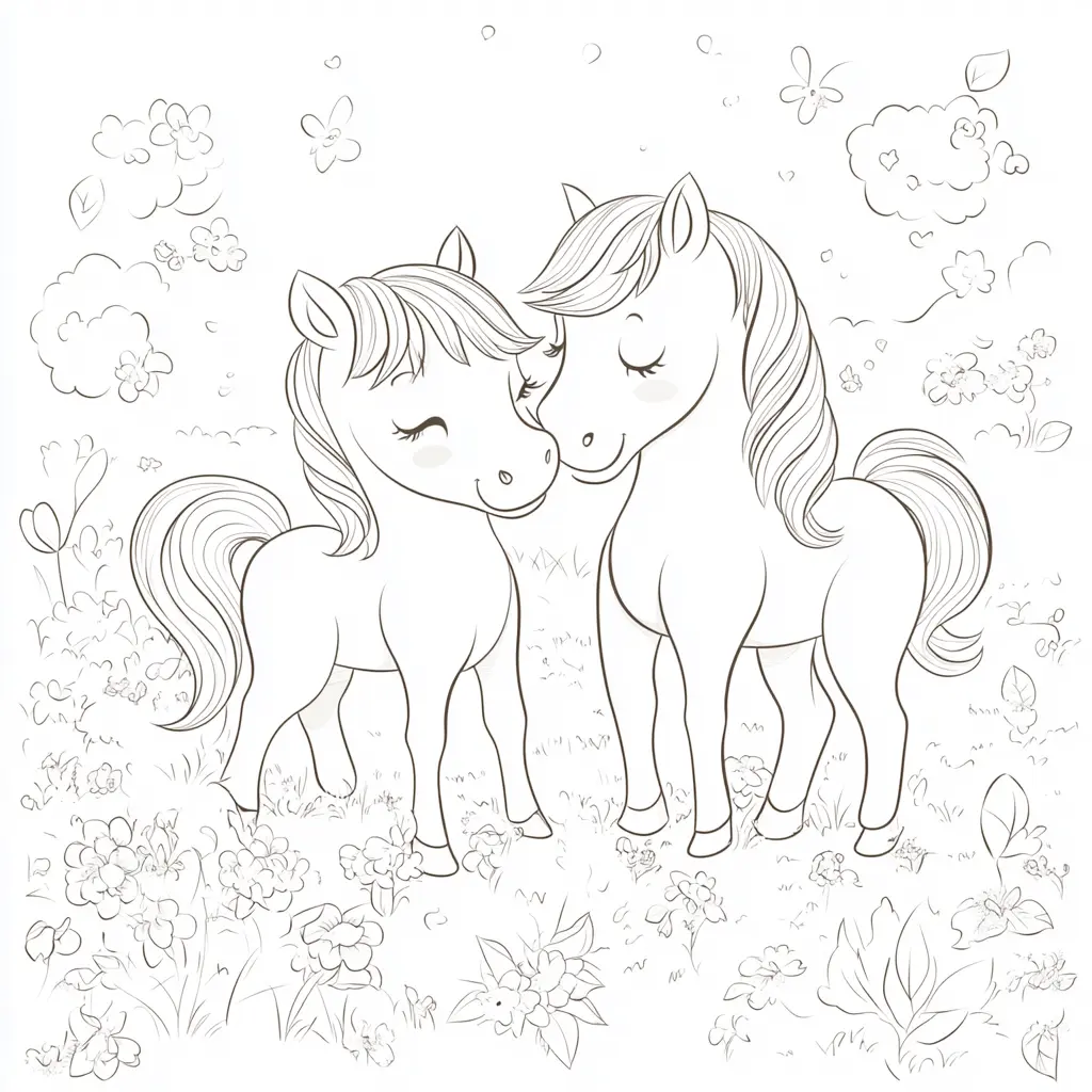 Dos yeguas amigas: Dibujos de caballos para colorear ❤️ | Minenito