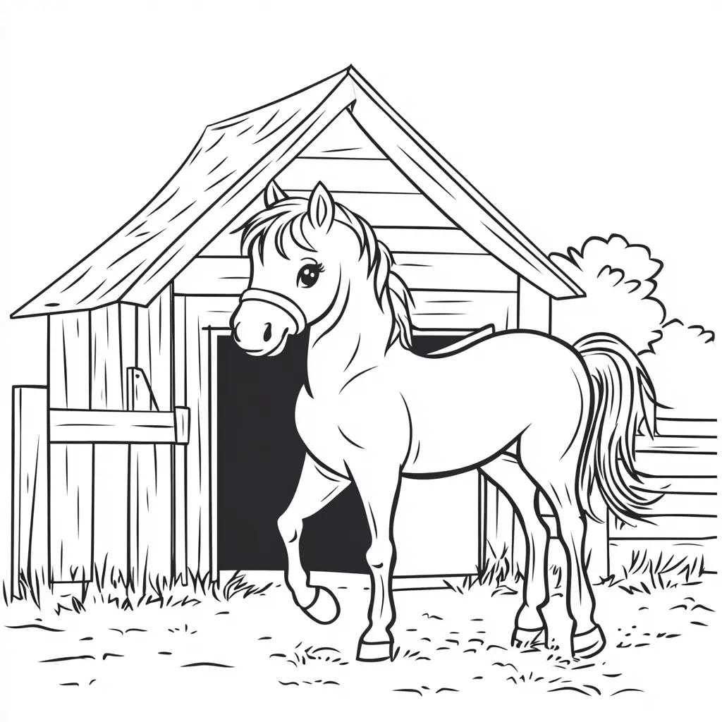 Establo y caballo: Dibujos de caballos para colorear ❤️ | Minenito