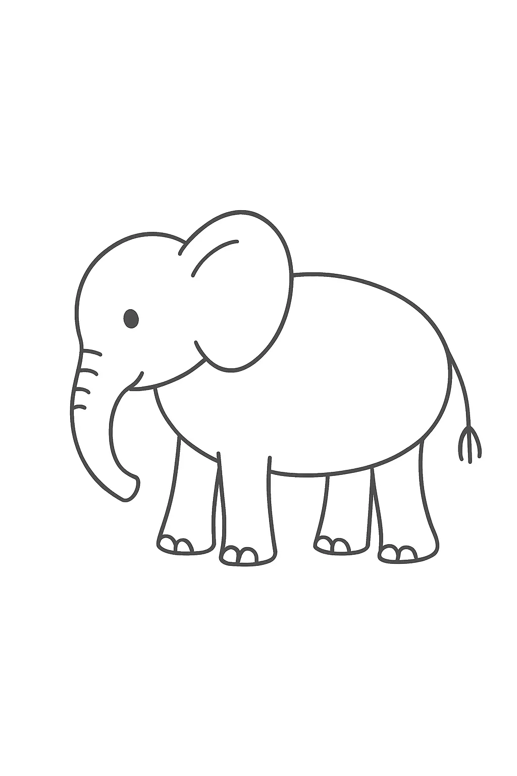 Paso 5: Los toques finales - Guía fácil para dibujar un elefante en 5 pasos © Minenito