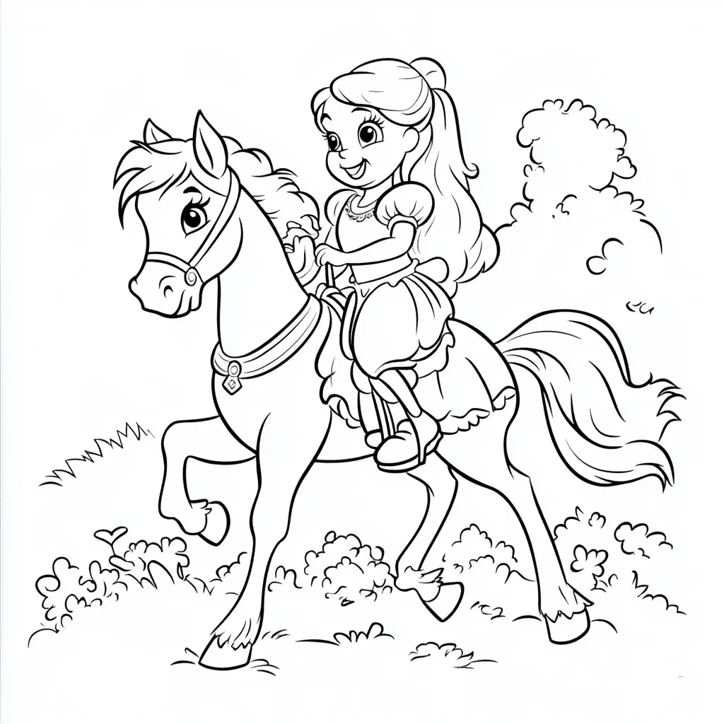 Niña paseando a caballo: Dibujos de caballos para colorear ❤️ | Minenito