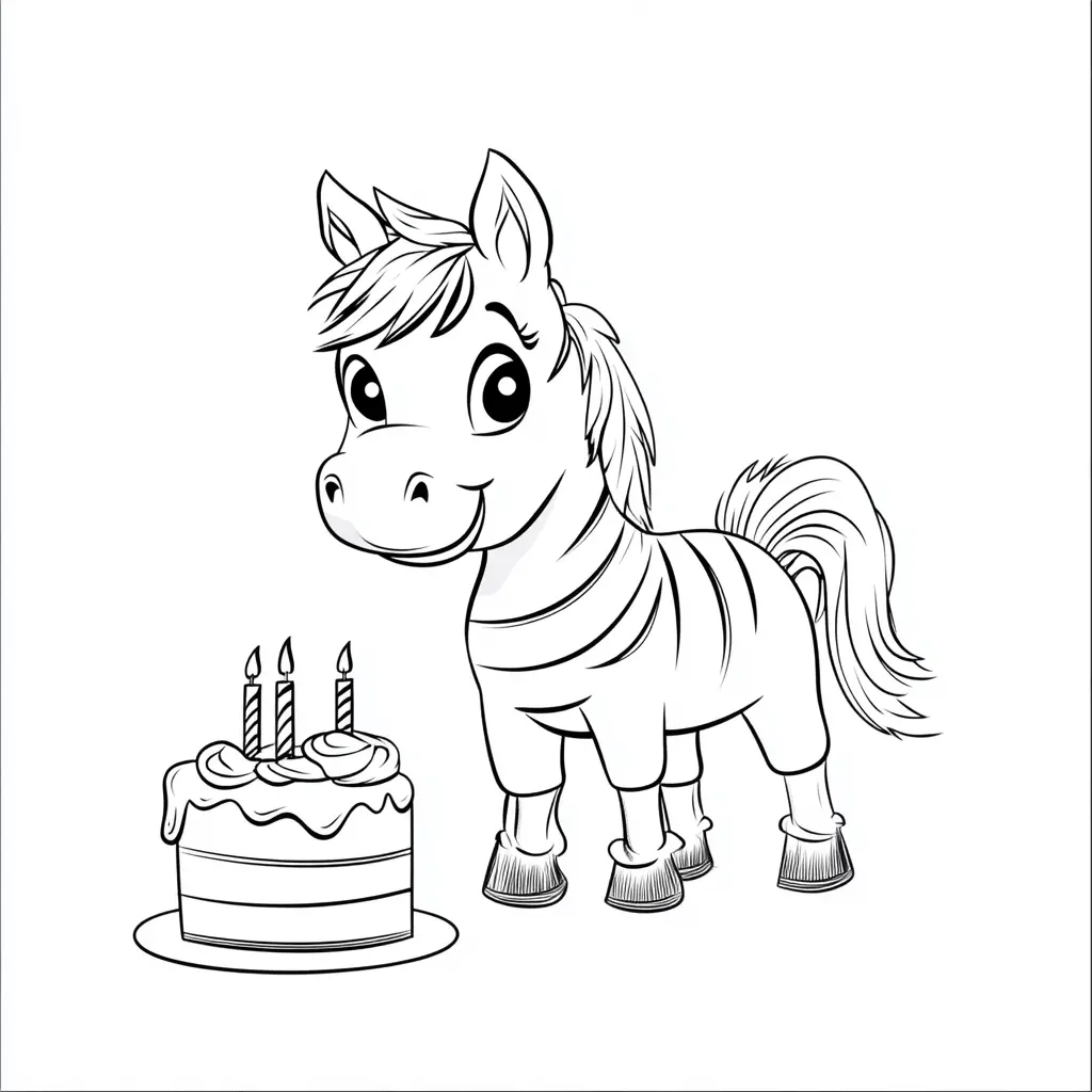 Potro en su cumpleaños: Dibujos de caballos para colorear ❤️ | Minenito
