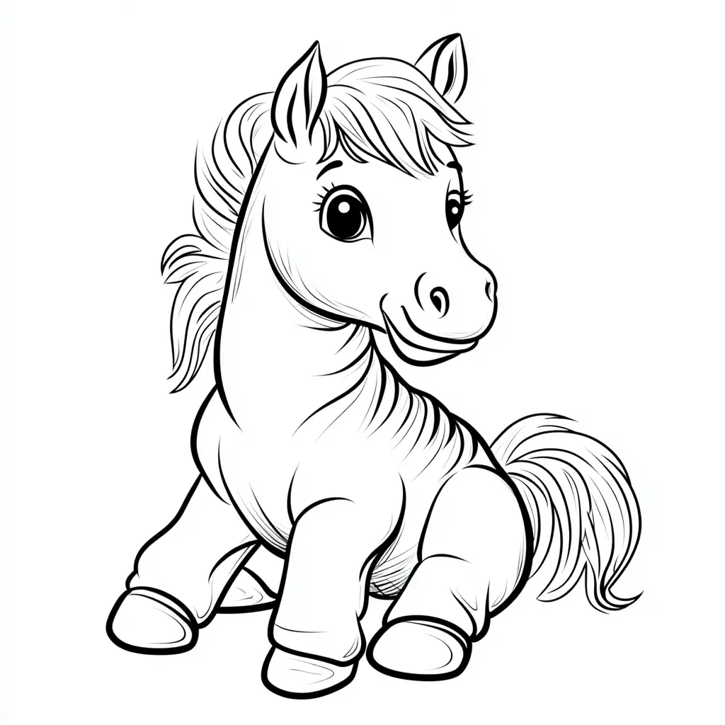 Potro simpático: Dibujos de caballos para colorear ❤️ | Minenito