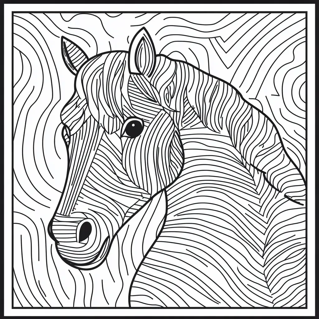 Retrato de caballo con rayas: Dibujos de caballos para colorear ❤️ | Minenito