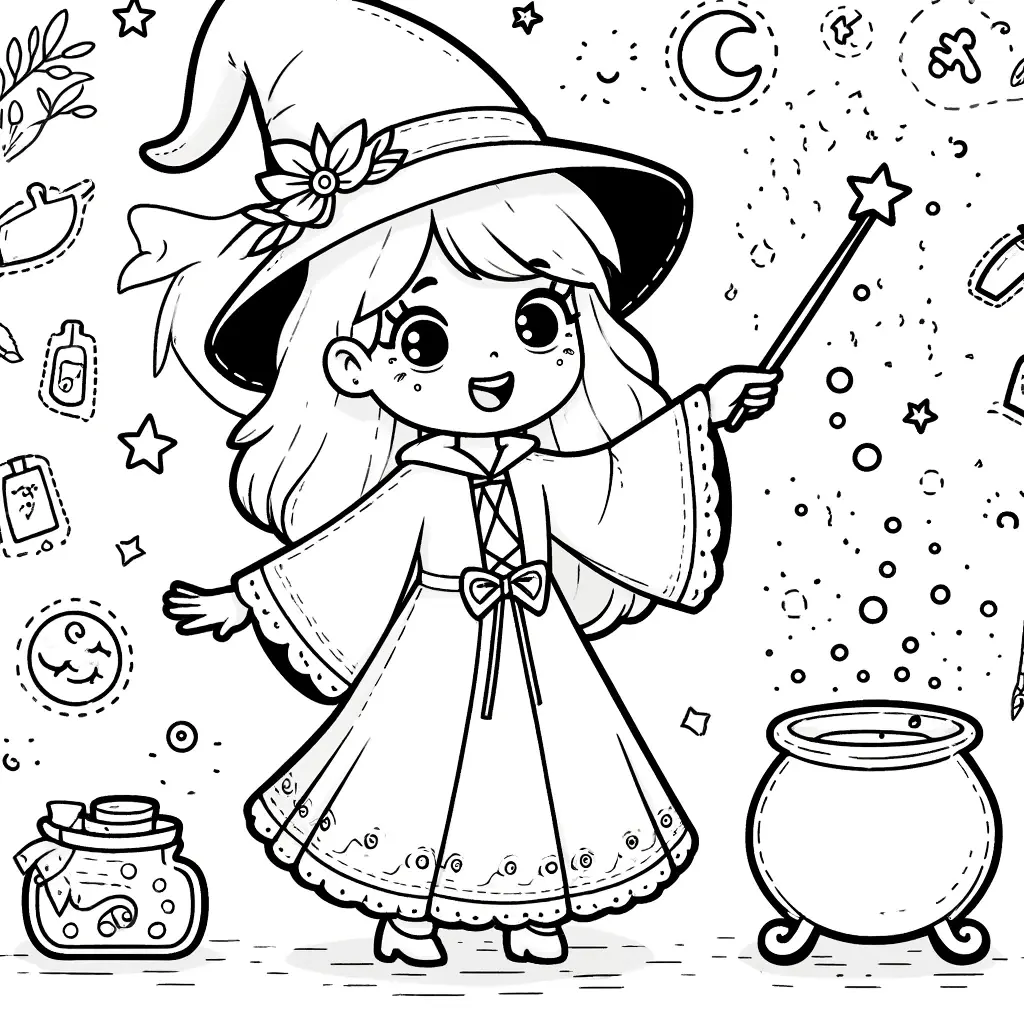 Dibujos de Halloween para colorear | LA BRUJA Y SUS HECHIZOS Dibujos de Halloween para colorear | LA BRUJA Y SUS HECHIZOS