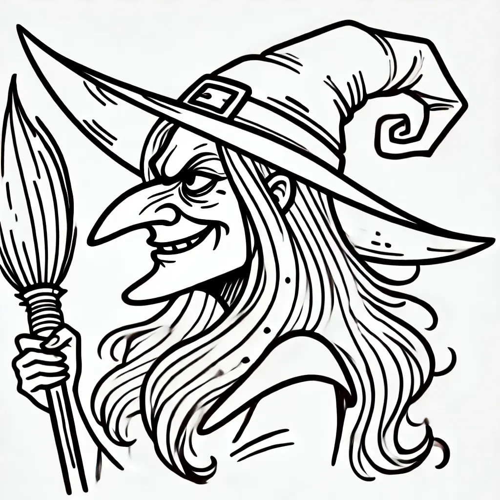 Dibujos de Halloween para colorear | LA BRUJA Y LA ESCOBA Dibujos de Halloween para colorear | LA BRUJA Y LA ESCOBA