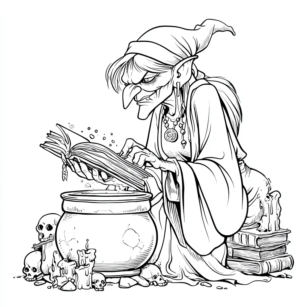 Dibujos de Halloween para colorear | BRUJA Y LIBRO DE HECHIZOS Dibujos de Halloween para colorear | BRUJA Y LIBRO DE HECHIZOS