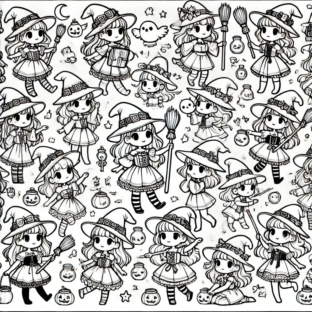 Dibujos de Halloween para colorear | BRUJITAS Dibujos de Halloween para colorear | BRUJITAS