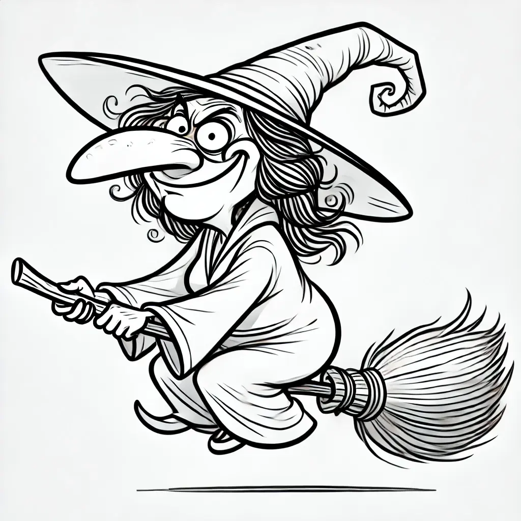 Dibujos de Halloween para colorear | BRUJA VOLADORA Dibujos de Halloween para colorear | BRUJA VOLADORA