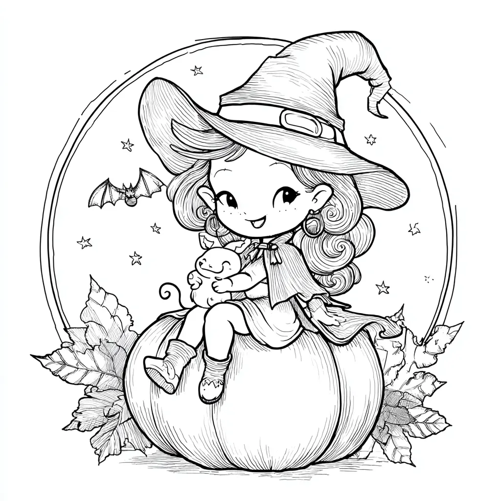 Dibujos de Halloween para colorear | BRUJA Y SU CALABAZA Dibujos de Halloween para colorear | BRUJA Y SU CALABAZA