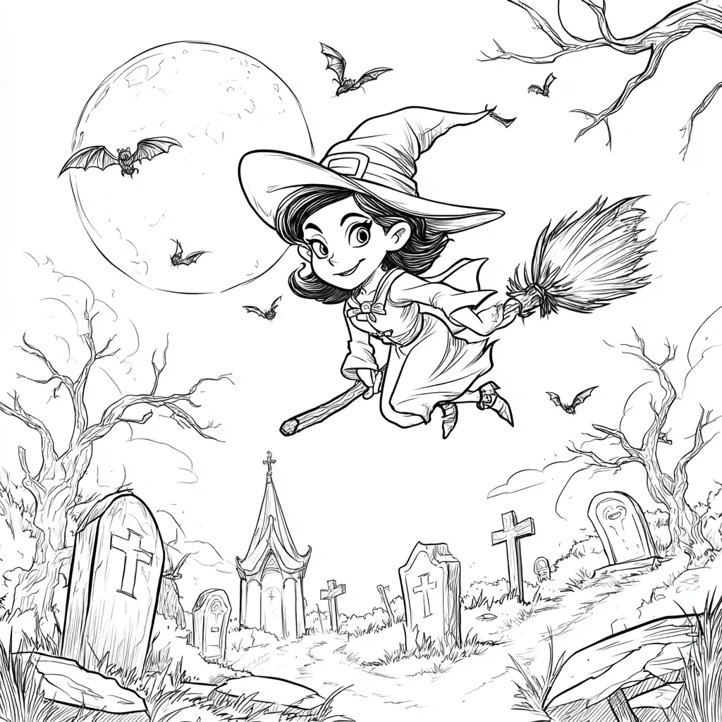 Dibujos de Halloween para colorear | BRUJA DE NOCHE Dibujos de Halloween para colorear | BRUJA DE NOCHE