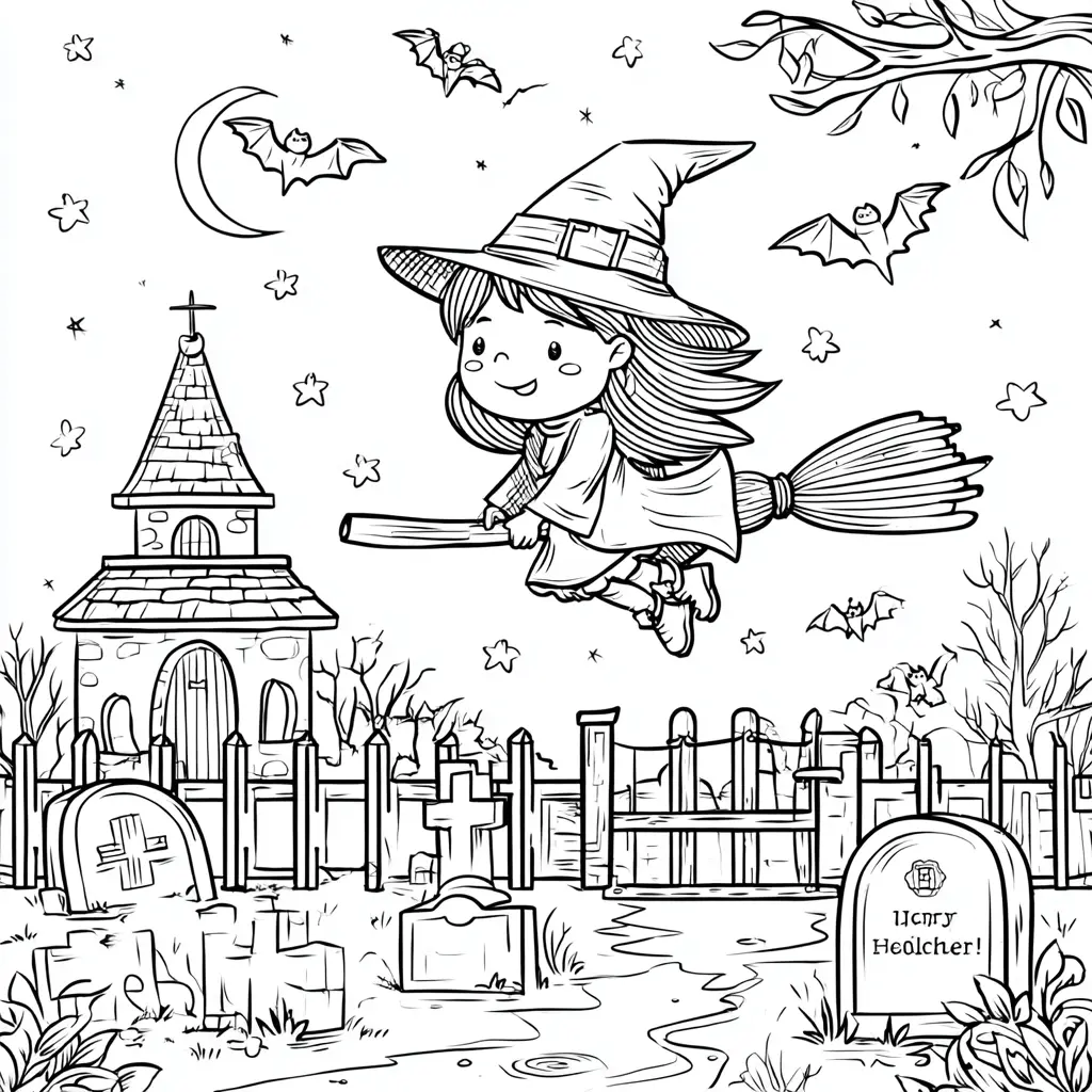 Dibujos de Halloween para colorear | BRUJA Y SU ESCOBA MÁGICA Dibujos de Halloween para colorear | BRUJA Y SU ESCOBA MÁGICA