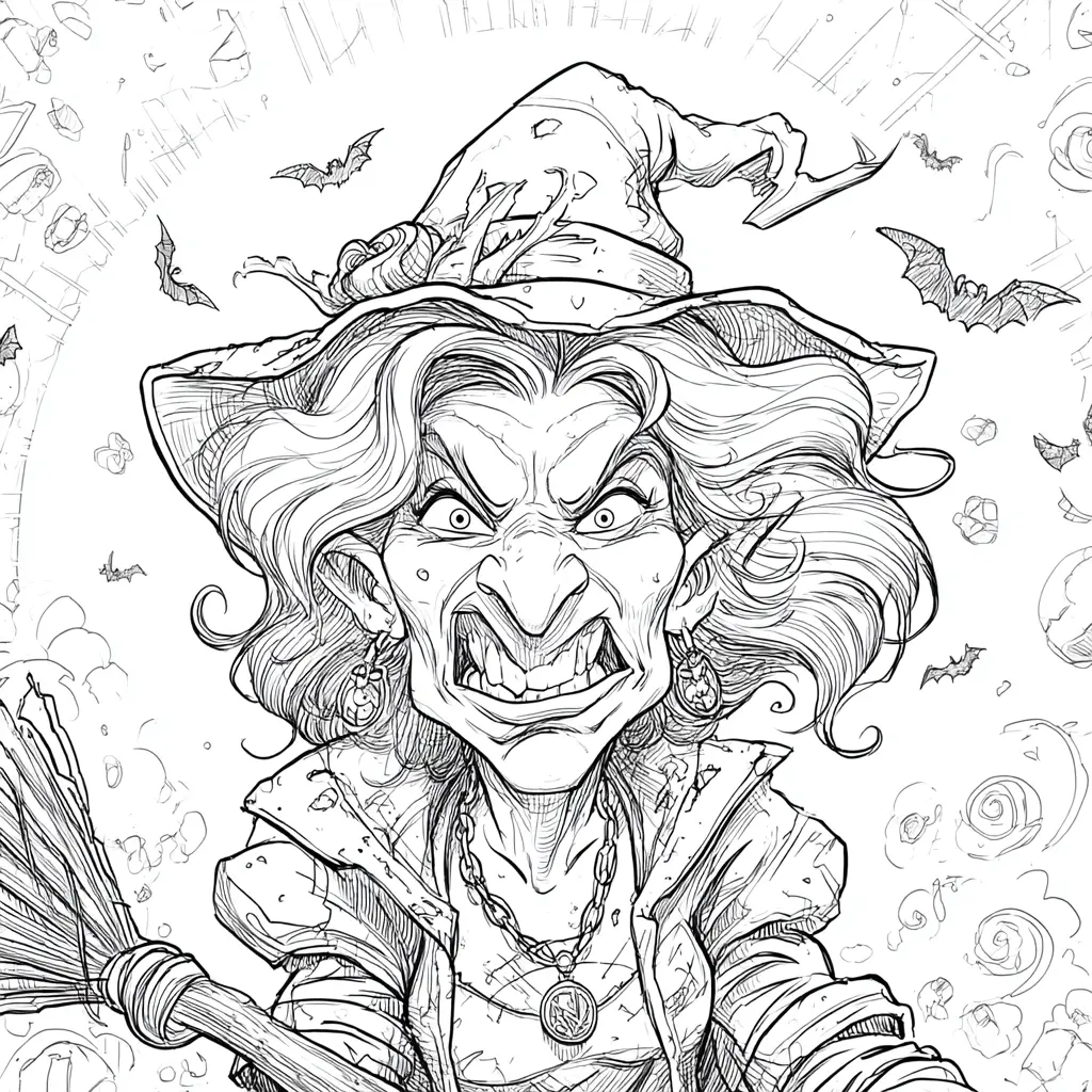 Dibujos de Halloween para colorear | BRUJA ENFADADA Dibujos de Halloween para colorear | BRUJA ENFADADA