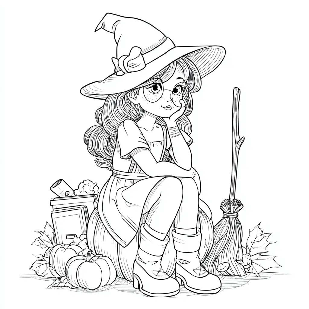 Dibujos de Halloween para colorear | BRUJA ABURRIDA Dibujos de Halloween para colorear | BRUJA ABURRIDA