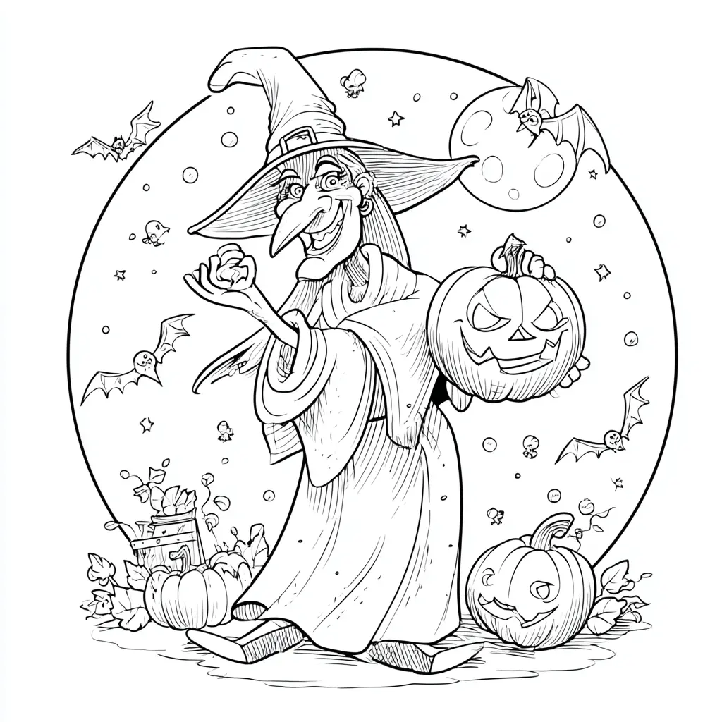 Dibujos de Halloween para colorear | LA BRUJA EN HALLOWEEN Dibujos de Halloween para colorear | LA BRUJA EN HALLOWEEN