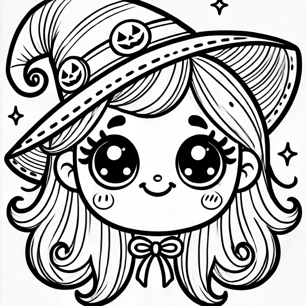 Dibujos de Halloween para colorear | BRUJA KAWAII Dibujos de Halloween para colorear | BRUJA KAWAII