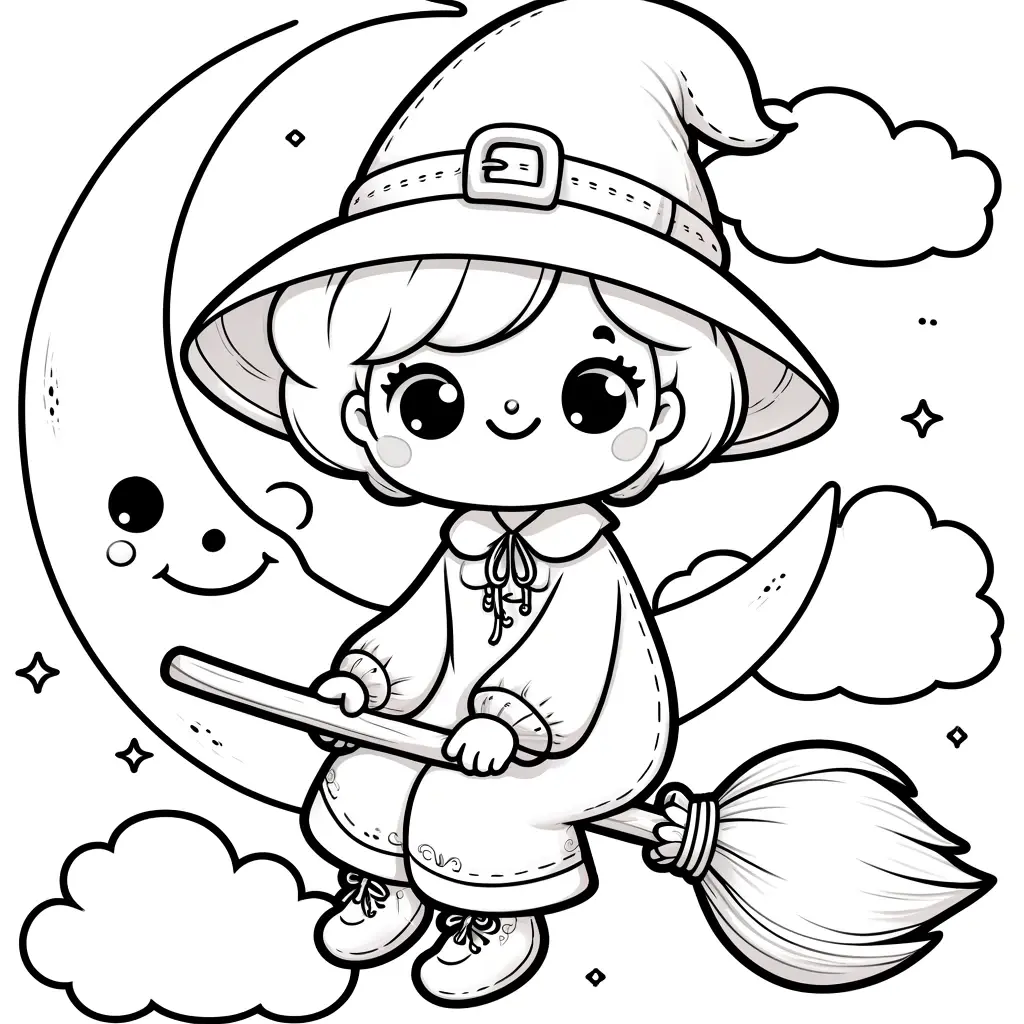 Dibujos de Halloween para colorear | LA BRUJITA VOLANDO Dibujos de Halloween para colorear | LA BRUJITA VOLANDO