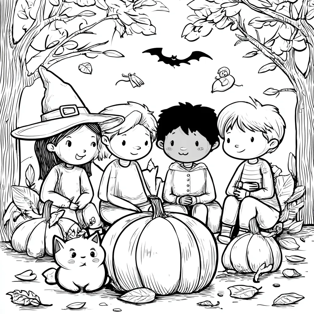 Dibujos de Halloween para colorear | REUNIÓN CON CALABAZAS Dibujos de Halloween para colorear | REUNIÓN CON CALABAZAS