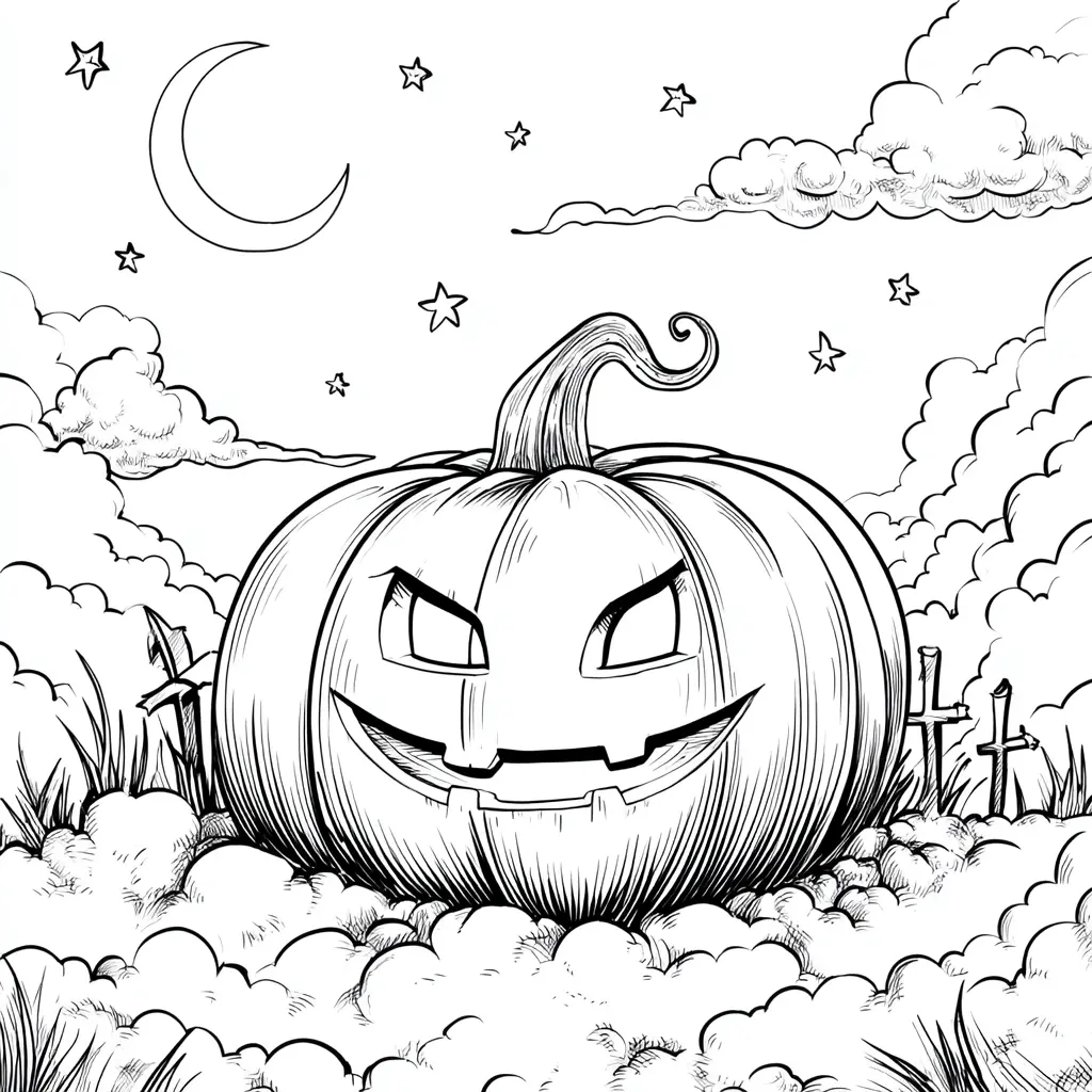 Dibujos de Halloween para colorear | CALABAZA BAJO LA LUNA Dibujos de Halloween para colorear | CALABAZA BAJO LA LUNA