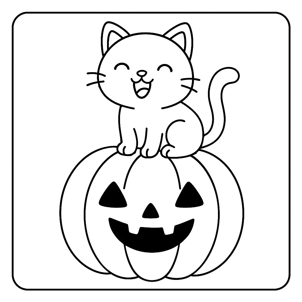 Dibujos de Halloween para colorear | CALABAZA CON GATITO Dibujos de Halloween para colorear | CALABAZA CON GATITO