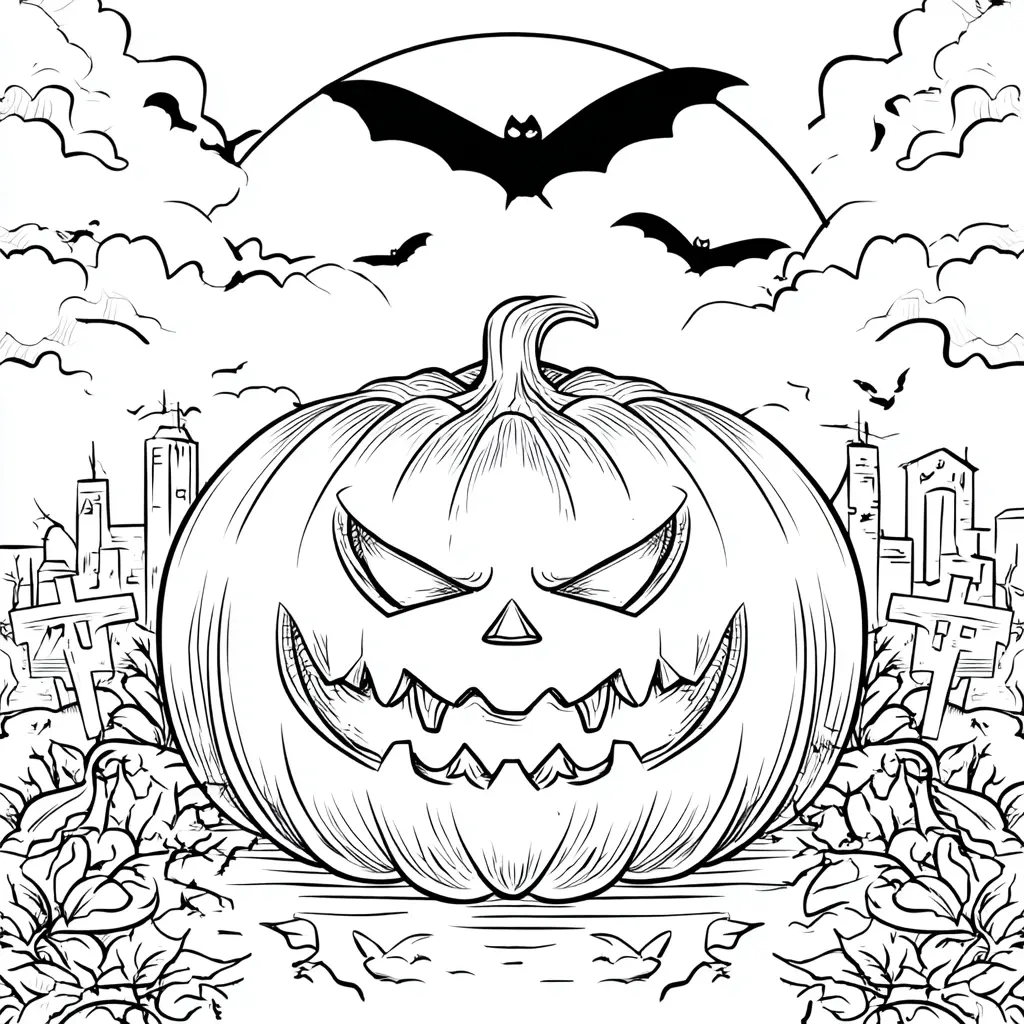 Dibujos de Halloween para colorear | CALABAZA Y LOS MURCIÉLAGOS Dibujos de Halloween para colorear | CALABAZA Y LOS MURCIÉLAGOS