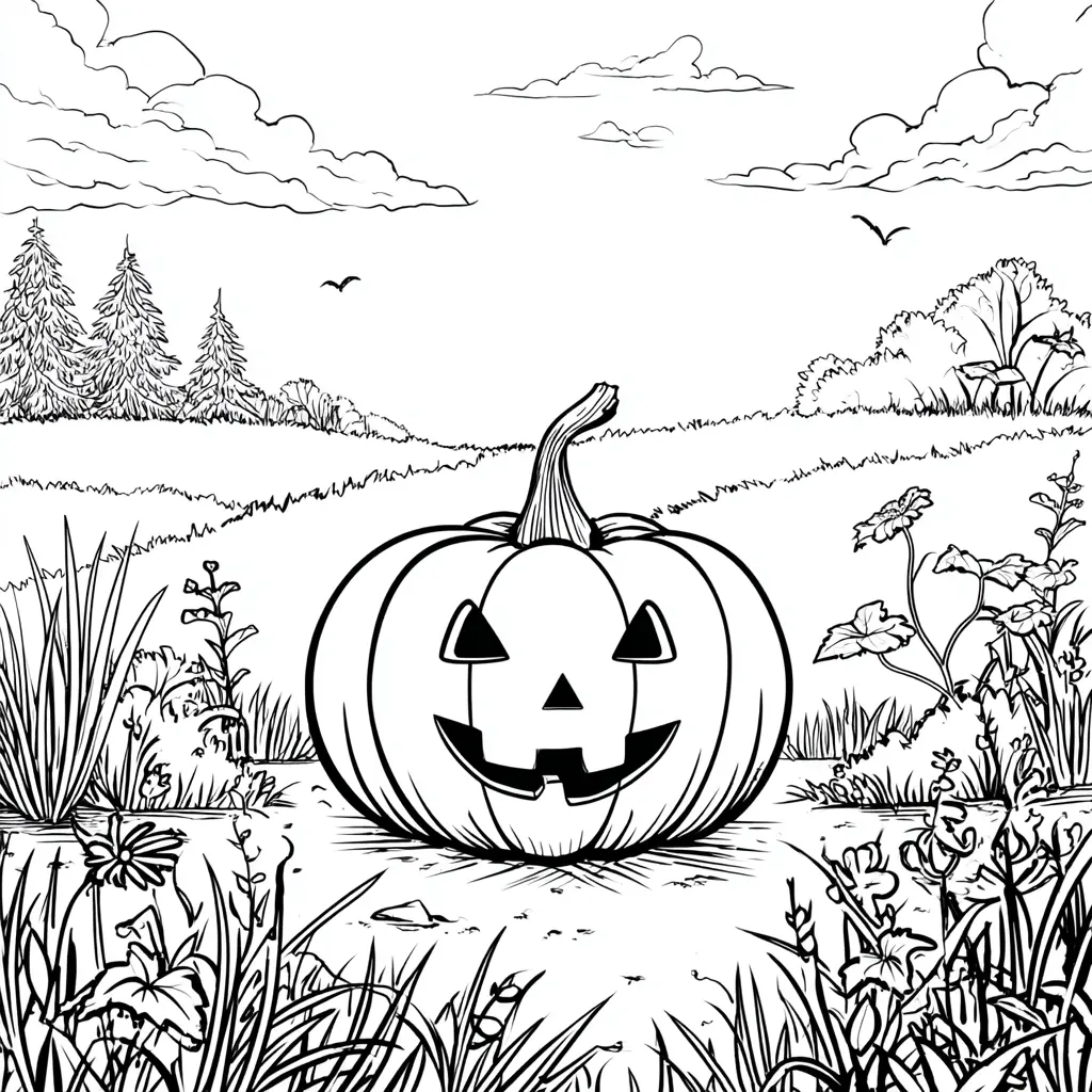 Dibujos de Halloween para colorear | CALABAZA SOLITARIA Dibujos de Halloween para colorear | CALABAZA SOLITARIA