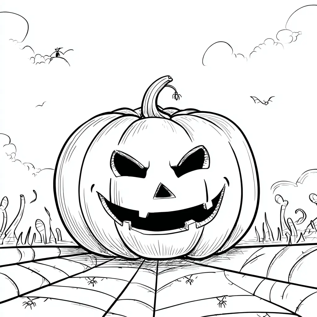 Dibujos de Halloween para colorear | CALABAZA EN TELARAÑA Dibujos de Halloween para colorear | CALABAZA EN TELARAÑA