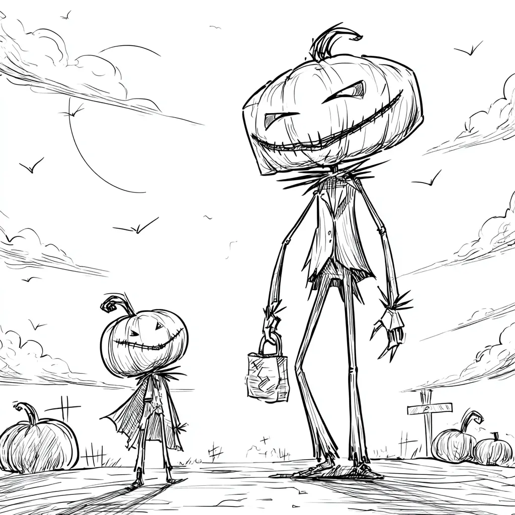 Dibujos de Halloween para colorear | PADRE E HIJO CALABAZAS Dibujos de Halloween para colorear | PADRE E HIJO CALABAZAS