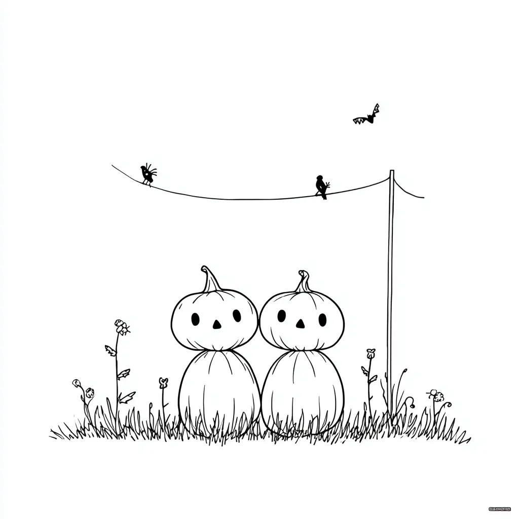 Dibujos de Halloween para colorear | PAREJA DE CALABAZAS Dibujos de Halloween para colorear | PAREJA DE CALABAZAS