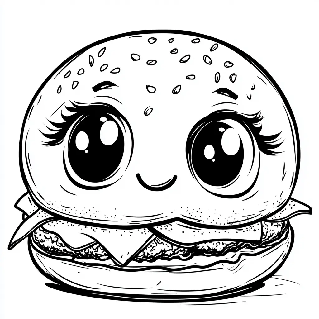 Dibujos de comidas del mundo para colorear | HAMBURGUESA ENCANTADORA