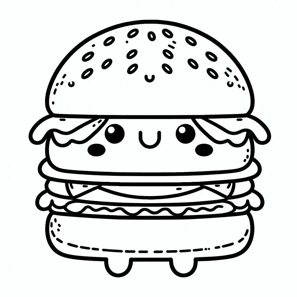 Dibujos de comidas del mundo para colorear | HAMBURGUESA FÁCIL