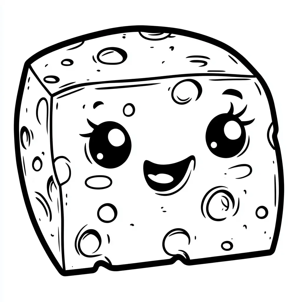 Dibujos de comidas del mundo para colorear | QUESO KAWAII