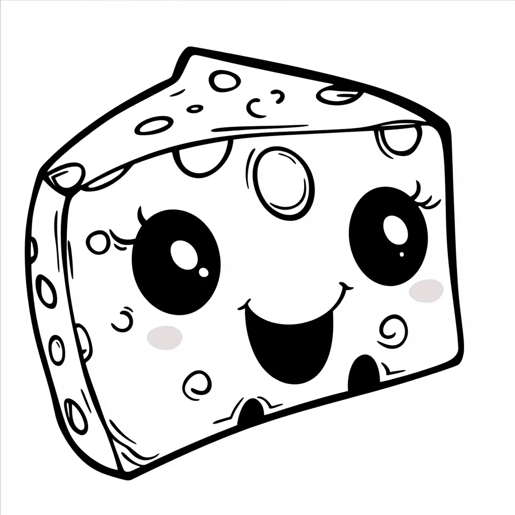 Dibujos de comidas del mundo para colorear | QUESO SONRIENTE
