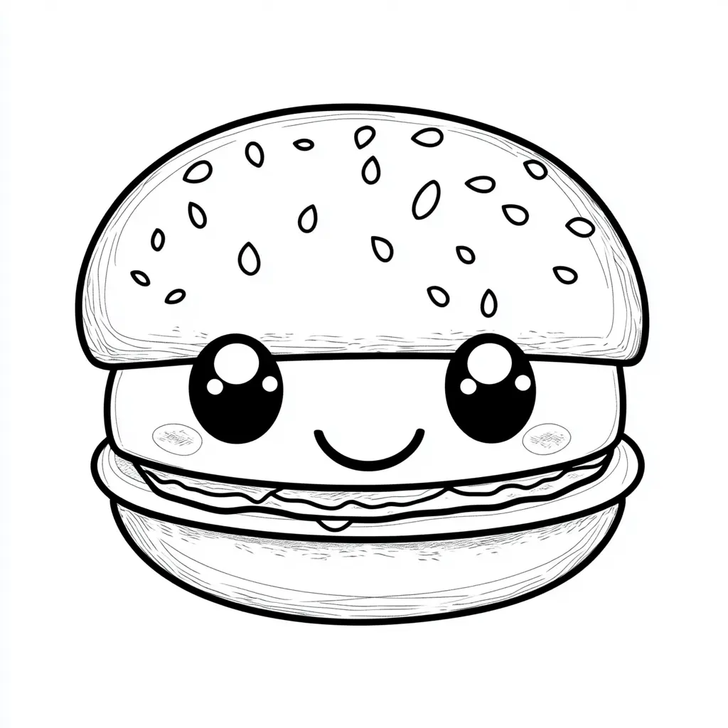 Dibujos de comidas del mundo para colorear | HAMBURGUESA NORMAL