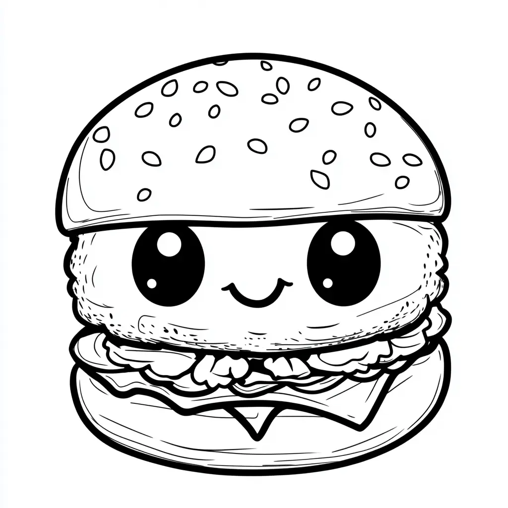 Dibujos de comidas del mundo para colorear | HAMBURGUESA CON QUESO