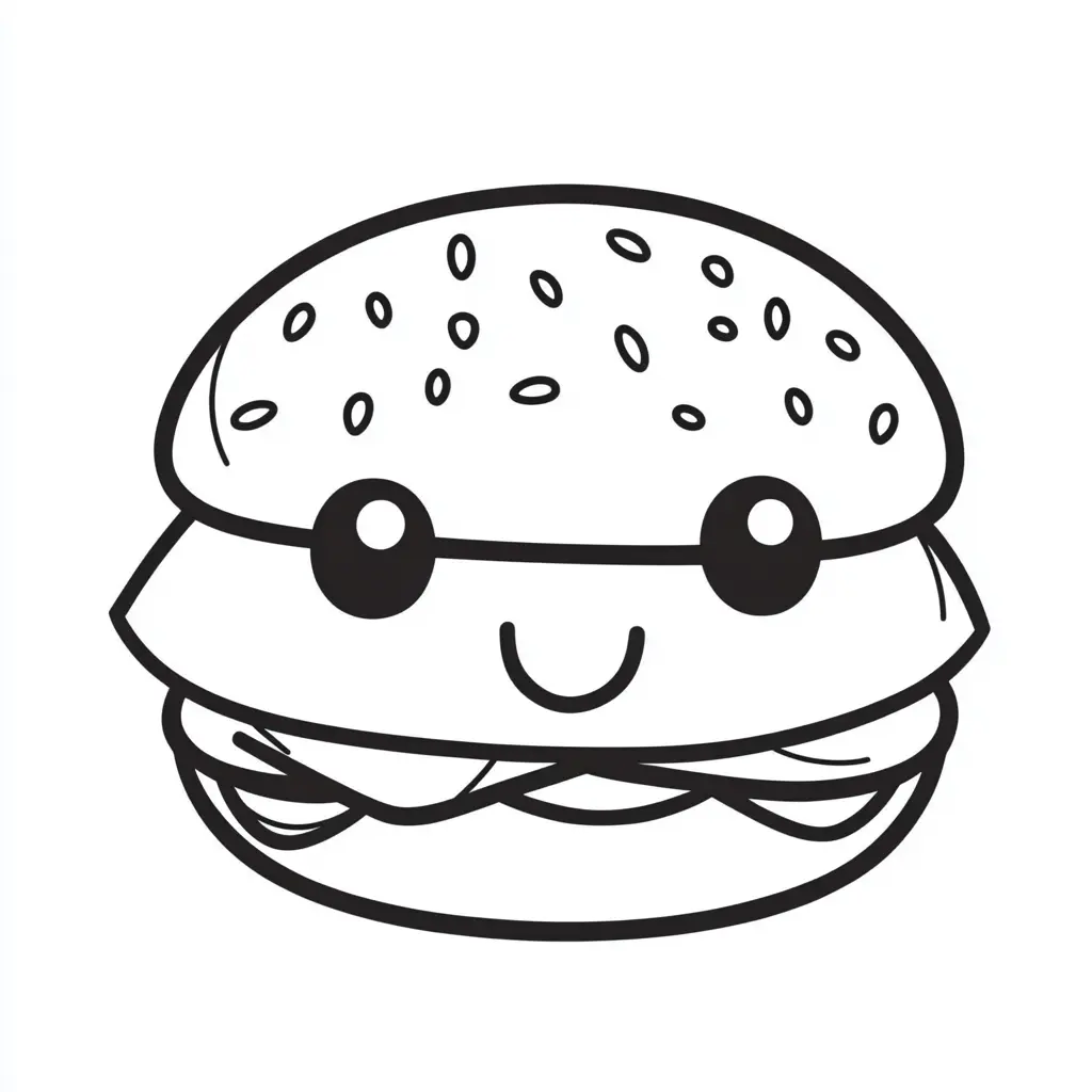Dibujos de comidas del mundo para colorear | HAMBURGUESA SIMPLE