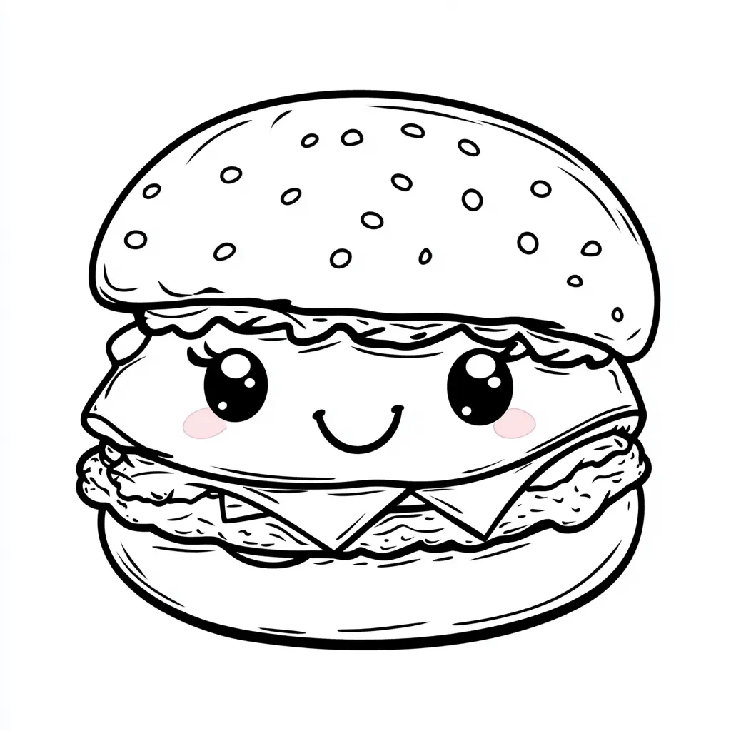 Dibujos de comidas del mundo para colorear | HAMBURGUESA ALEGRE
