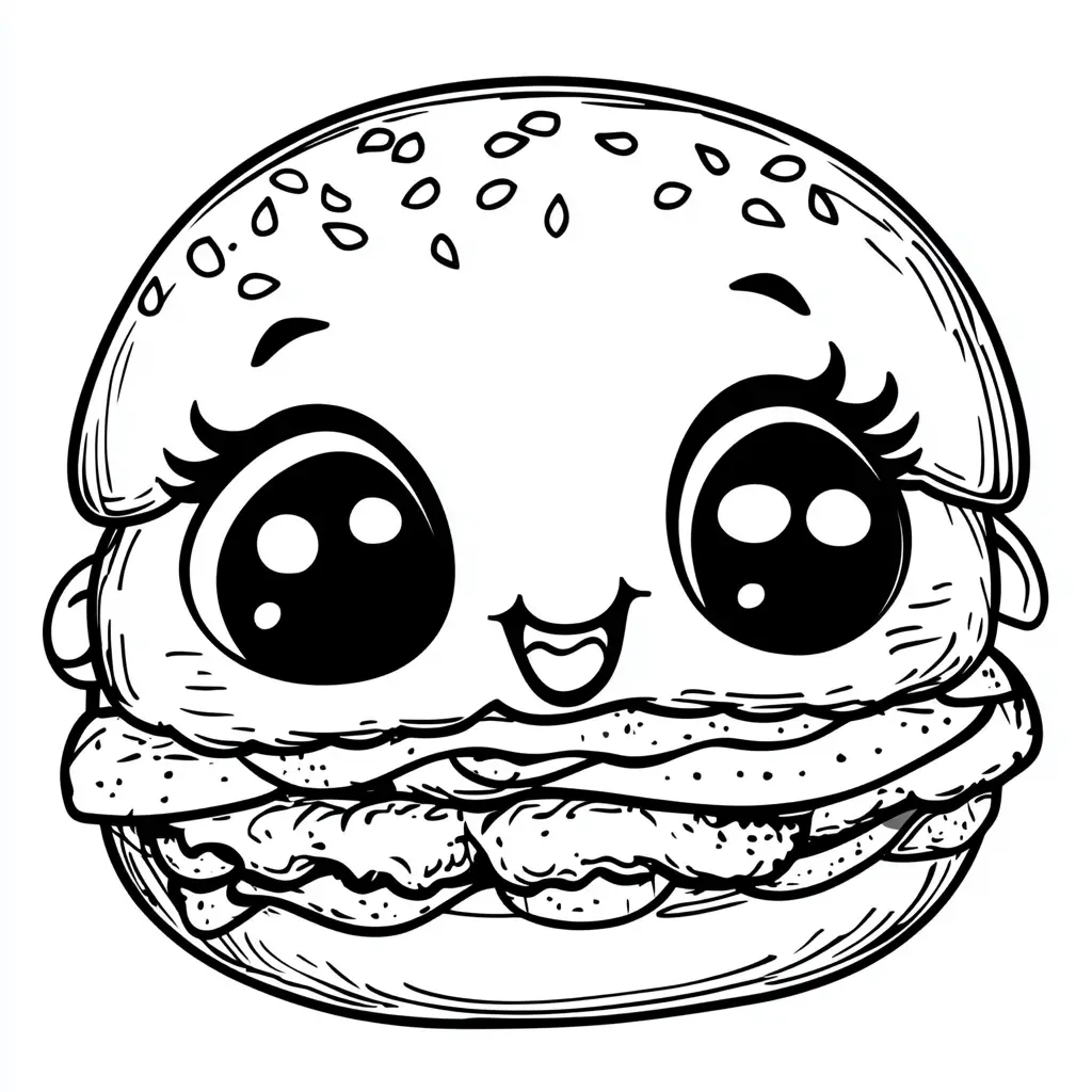 Dibujos de comidas del mundo para colorear | CARITA DE HAMBURGUESA