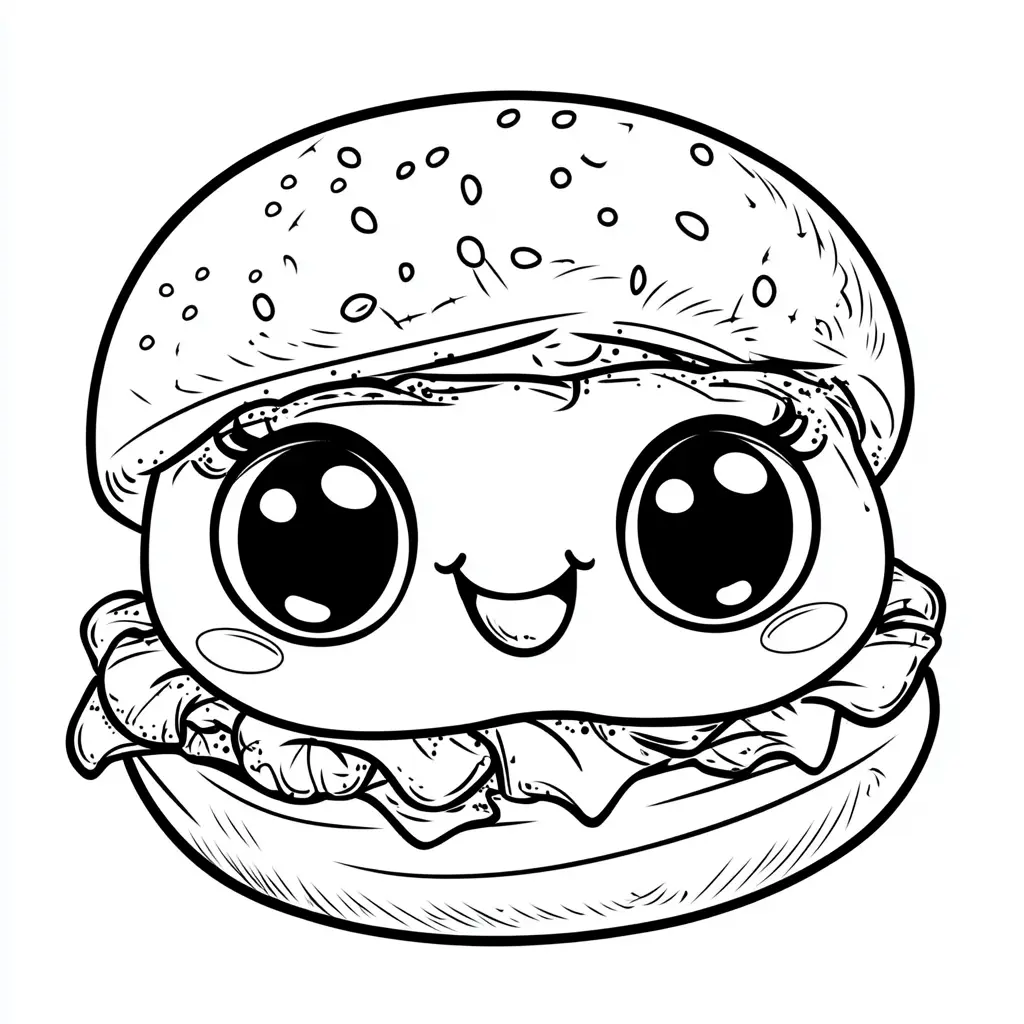 Dibujos de comidas del mundo para colorear | HAMBURGUESA FELIZ