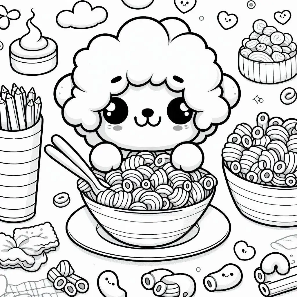 Dibujos de comidas del mundo para colorear | UN BOL CON PASTA