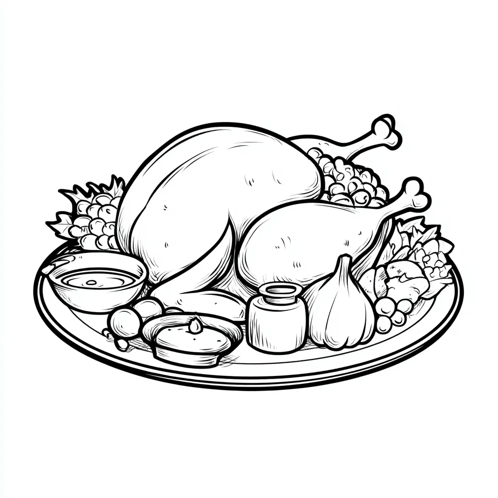 Dibujos de comidas del mundo para colorear | PAVO ROSTIZADO