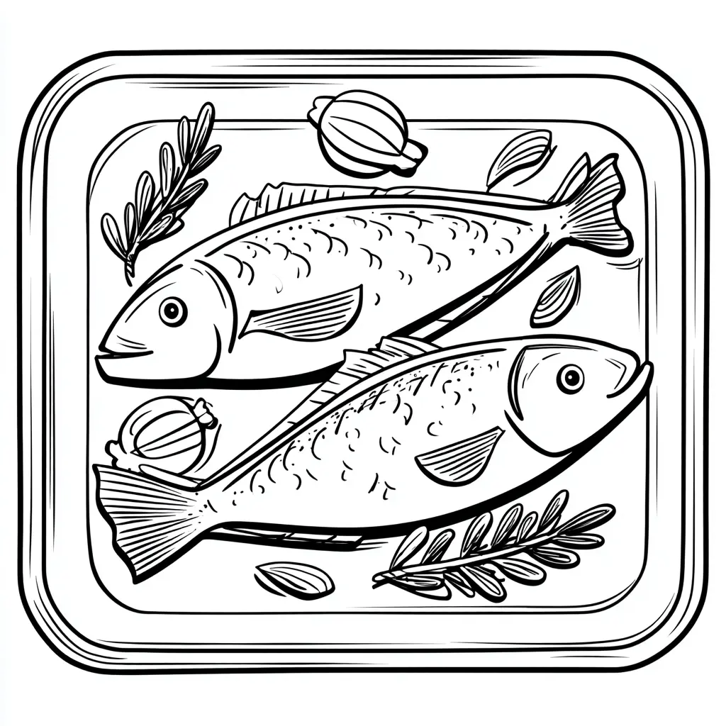 Dibujos de comidas del mundo para colorear | PESCADOS AROMÁTICOS