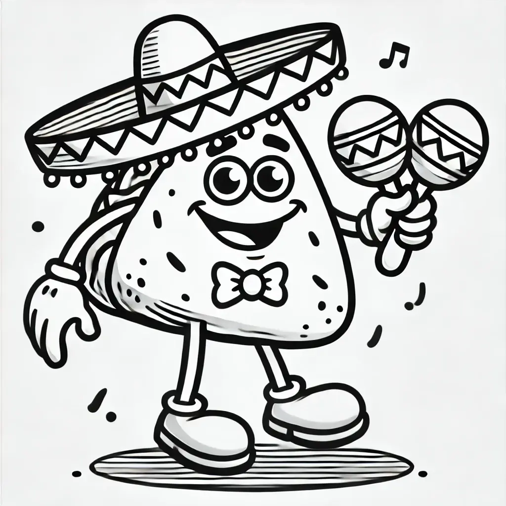 Dibujos de comidas del mundo para colorear | EL TACO QUE BAILA
