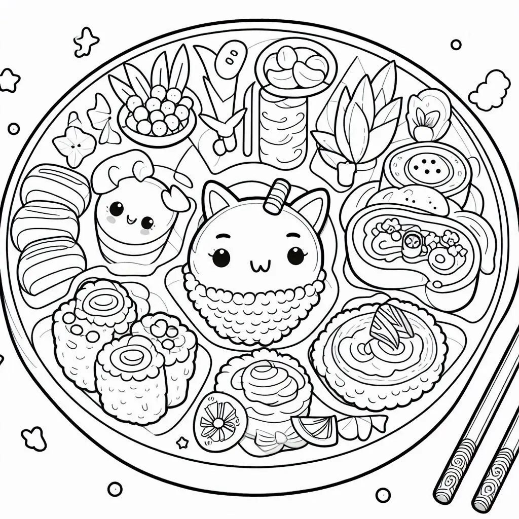 Dibujos de comidas del mundo para colorear | SUSHI Y SONRISAS