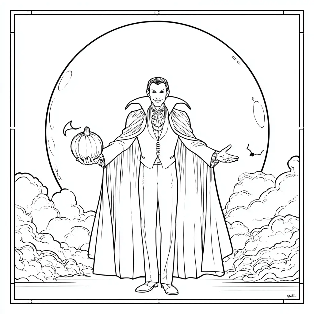 Dibujos de Halloween para colorear | DRÁCULA CON UNA CALABAZA Dibujos de Halloween para colorear | DRÁCULA CON UNA CALABAZA