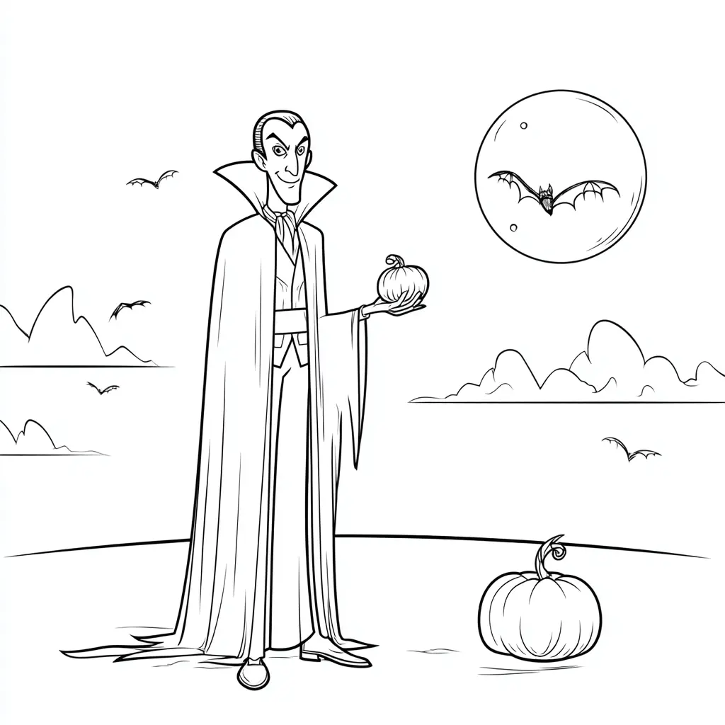 Dibujos de Halloween para colorear | DRÁCULA Y SUS CALABAZAS Dibujos de Halloween para colorear | DRÁCULA Y SUS CALABAZAS