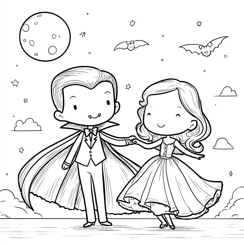 Dibujos de Halloween para colorear | DRÁCULA BAILANDO EN PAREJA Dibujos de Halloween para colorear | DRÁCULA BAILANDO EN PAREJA