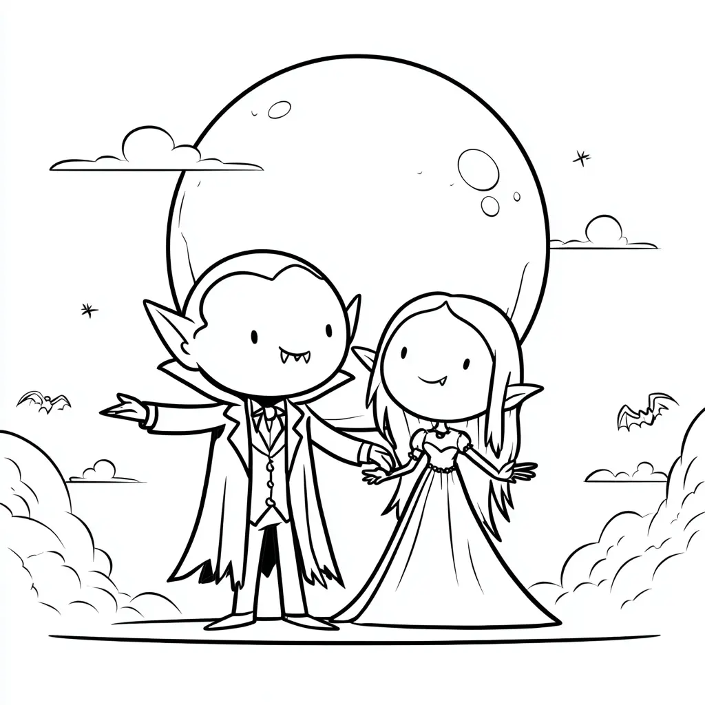 Dibujos de Halloween para colorear | LA LUNA Y LOS VAMPIROS Dibujos de Halloween para colorear | LA LUNA Y LOS VAMPIROS