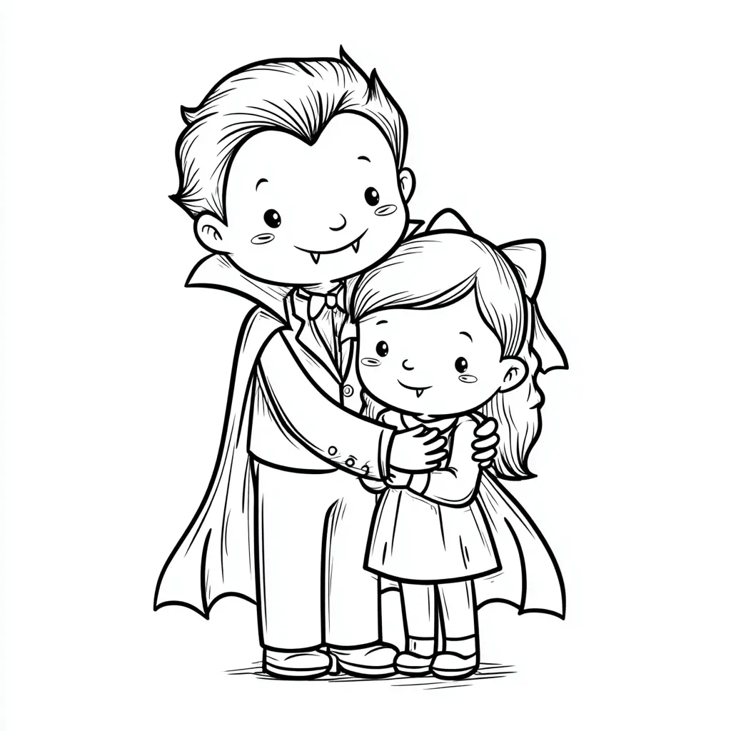 Dibujos de Halloween para colorear | DRÁCULA Y LA NIÑA Dibujos de Halloween para colorear | DRÁCULA Y LA NIÑA